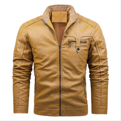 Leather Jacket, Goldenrod, Black, Sizes S to 5XL