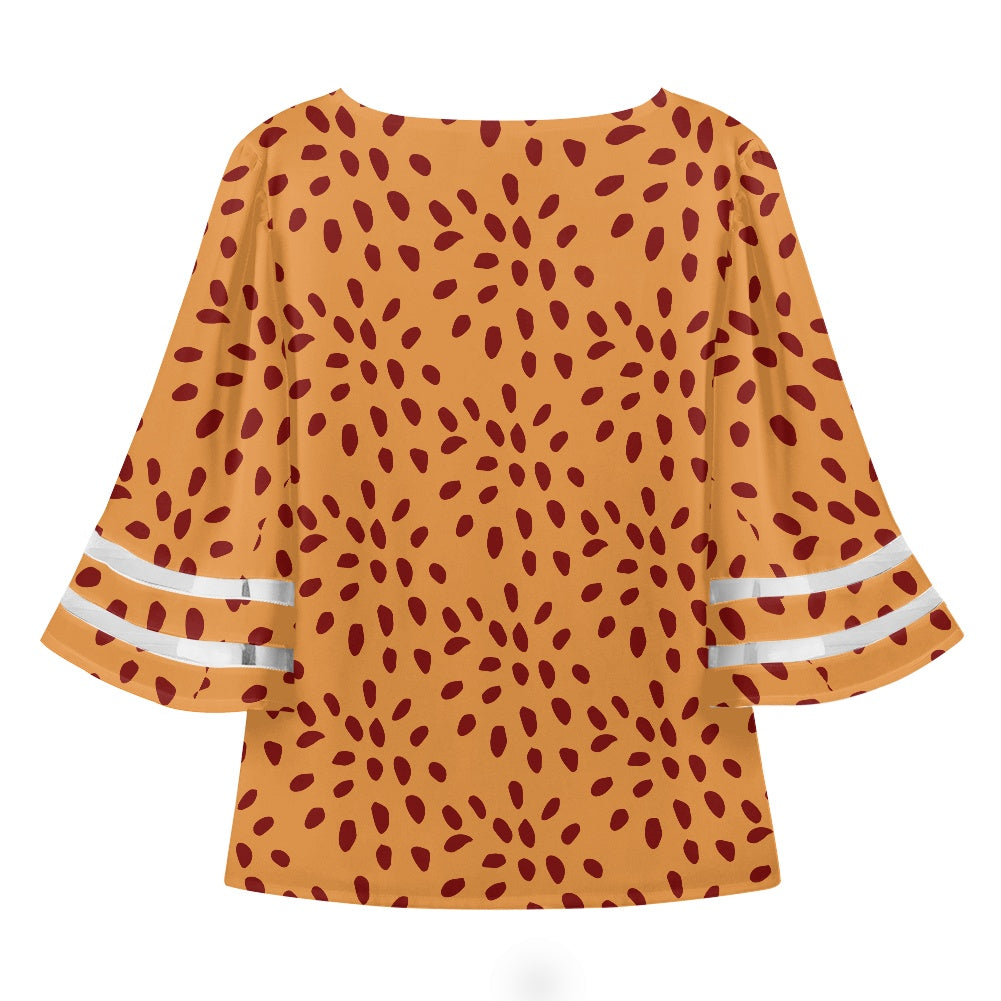 African Mudcloth Women Puff Sleeve Blouse