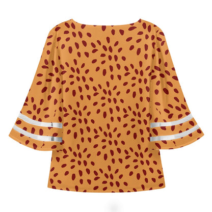 African Mudcloth Women Puff Sleeve Blouse