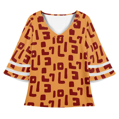 African Mudcloth Women Puff Sleeve Blouse