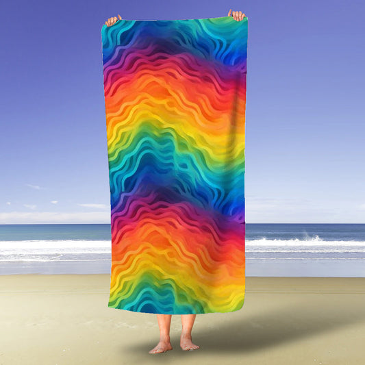 Rainbow Heavyweight Beach Towel 30X60 White