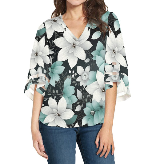 Women Puff Sleeve Blouse white