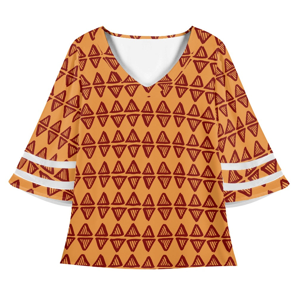 African Mudcloth Women Puff Sleeve Blouse
