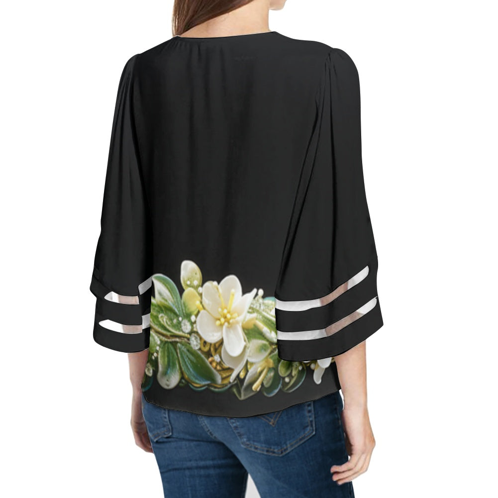 Hawaiian Women Puff Sleeve Blouse