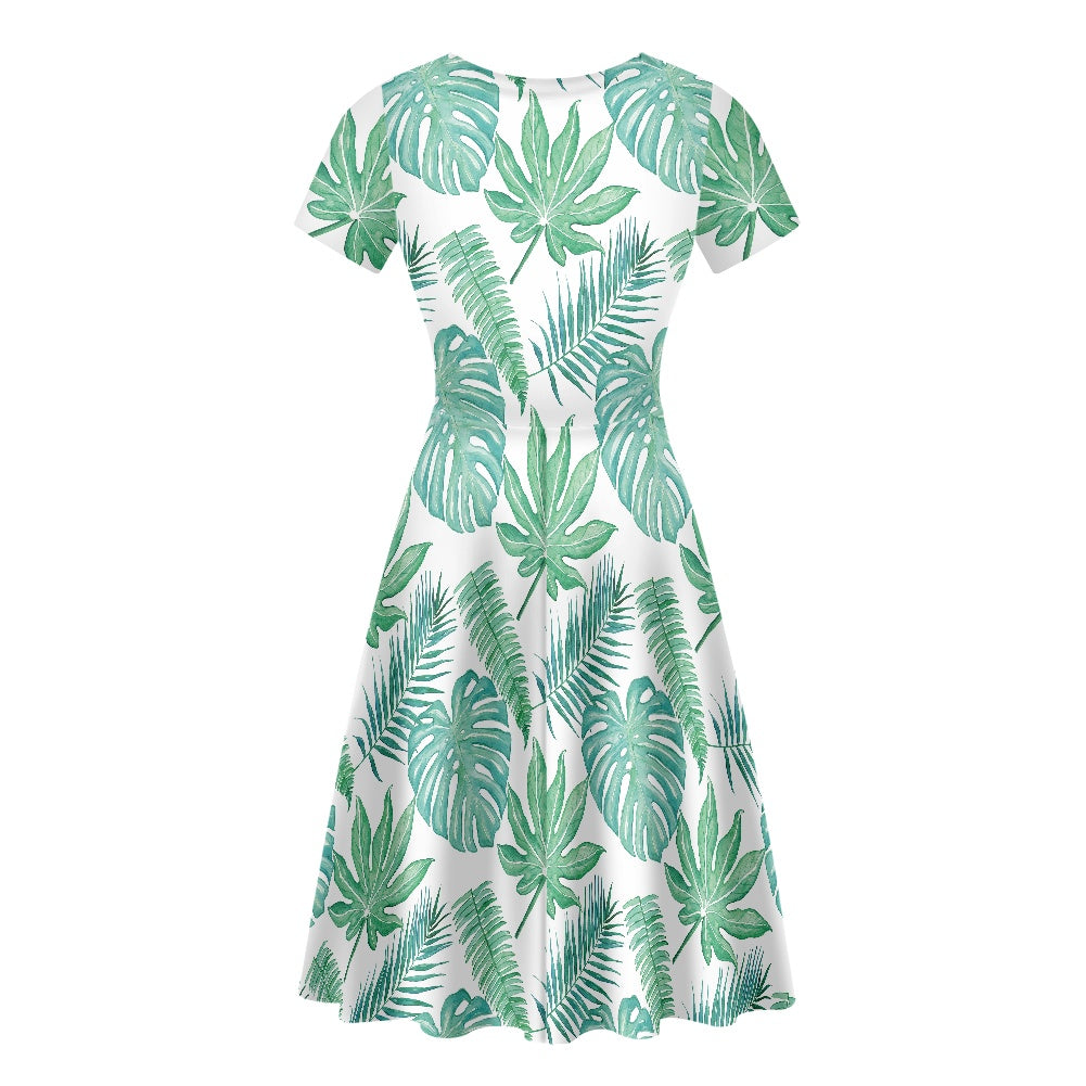 Short sleeve crew neck dress