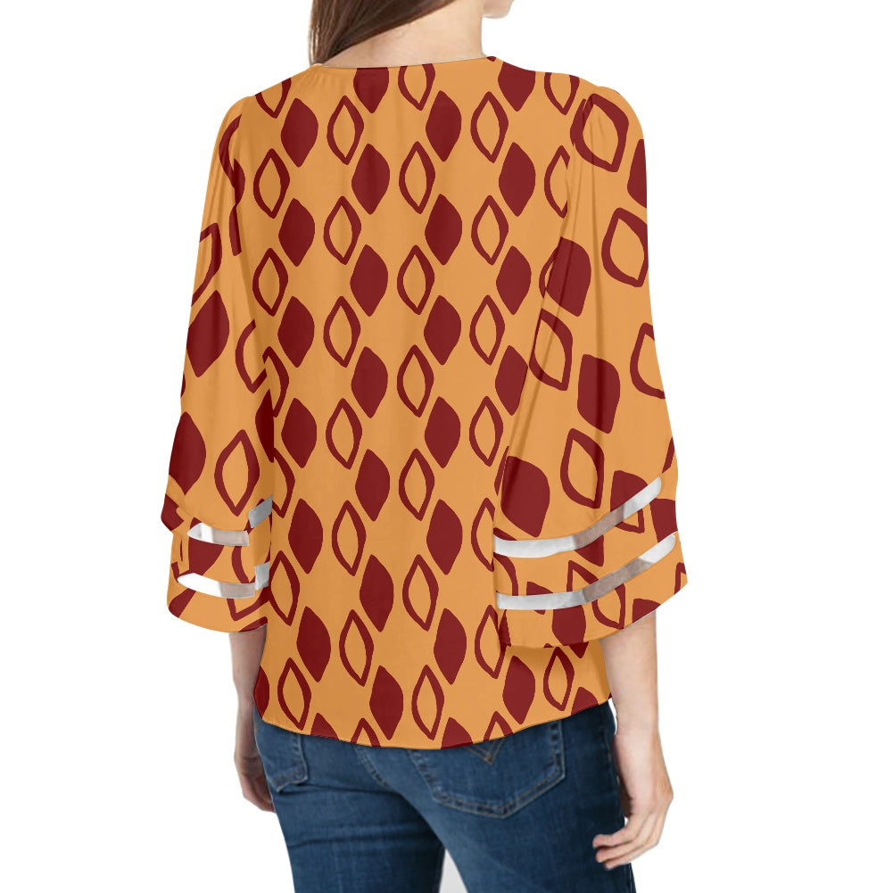 African Mudcloth Women Puff Sleeve Blouse