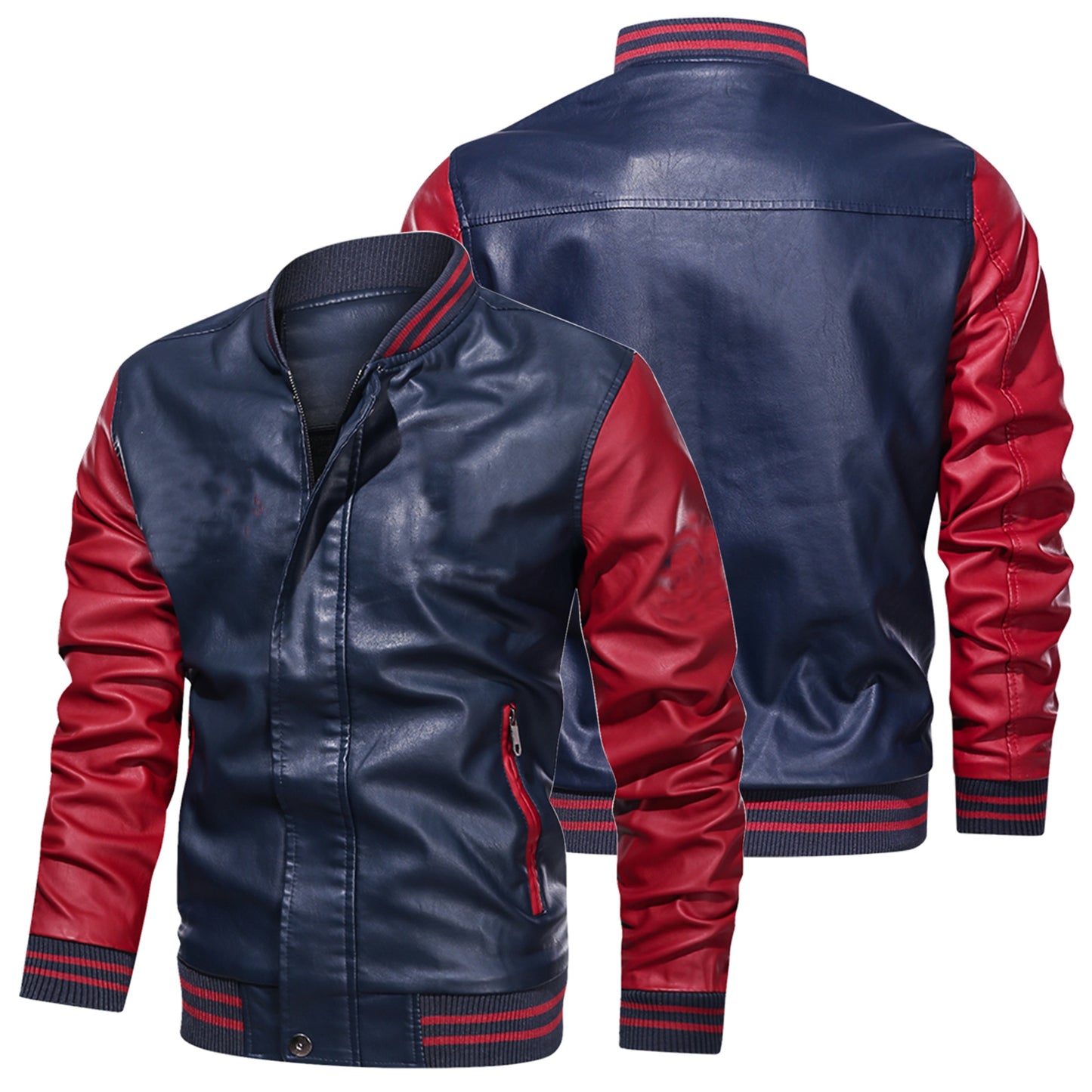 Stylish Vintage-Inspired Faux Leather Bomber Jacket