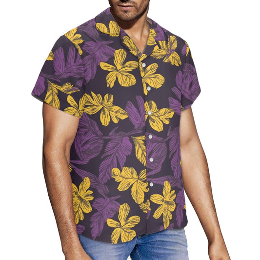 Laua'e Yellow and Purple Hawaiian shirt