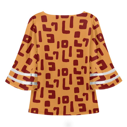 African Mudcloth Women Puff Sleeve Blouse