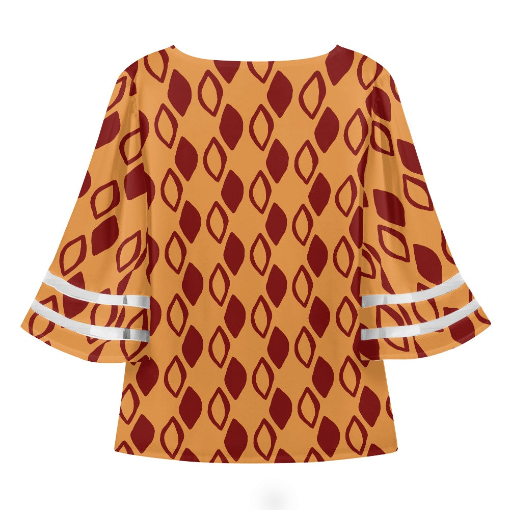 African Mudcloth Women Puff Sleeve Blouse