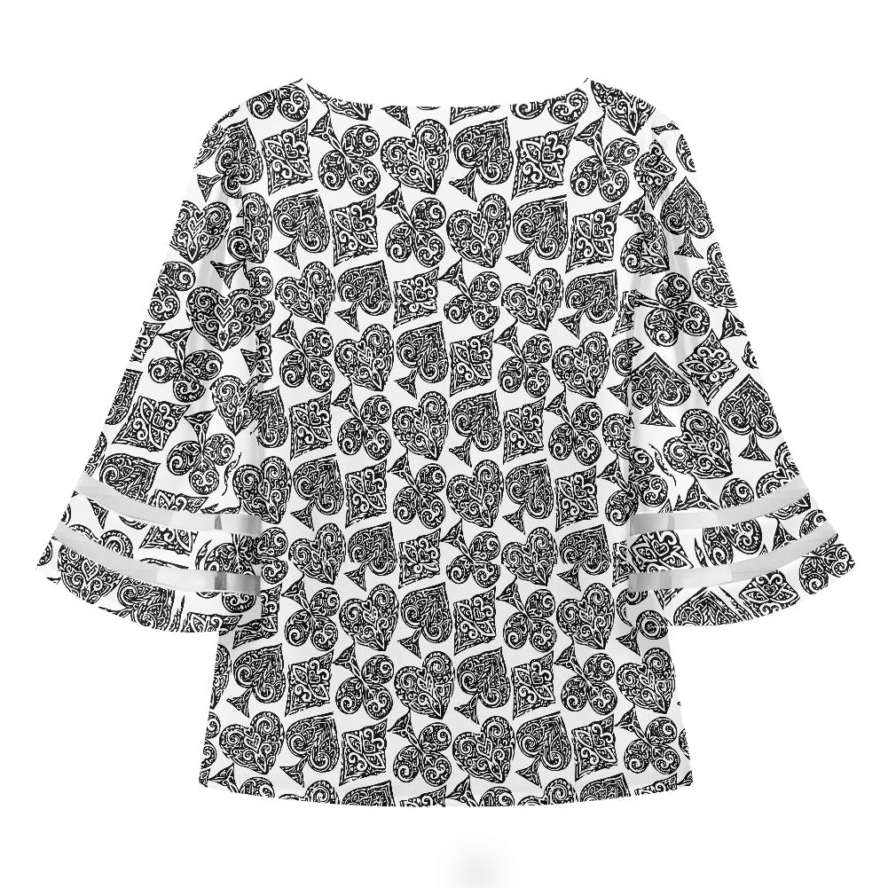 Poker Women Puff Sleeve Blouse