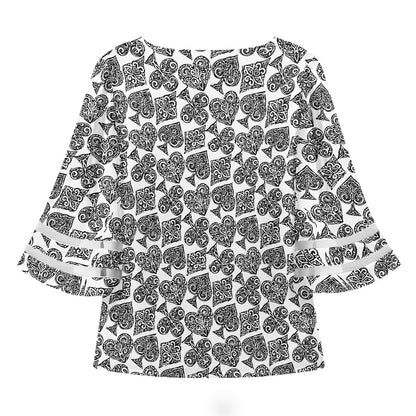Poker Women Puff Sleeve Blouse