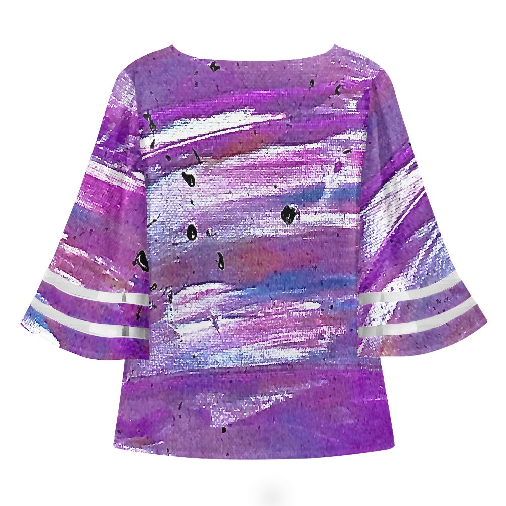Purple Women Puff Sleeve Blouse