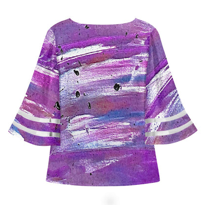 Purple Women Puff Sleeve Blouse