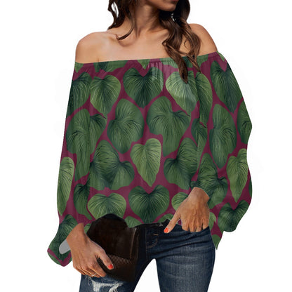 Kalo on Maroon Off Shoulder Chiffon Blouse