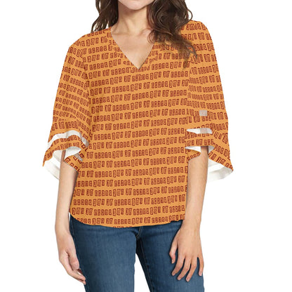 African Mudcloth Women Puff Sleeve Blouse white