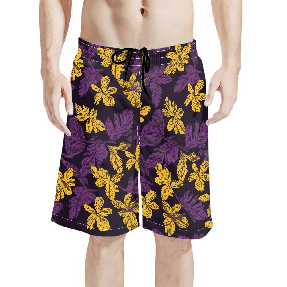 Laua'e Yellow and Purple Beach Shorts