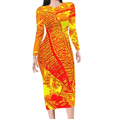 Orange Croton Women Bodycon Midi Sheath Dress - up to 4XL