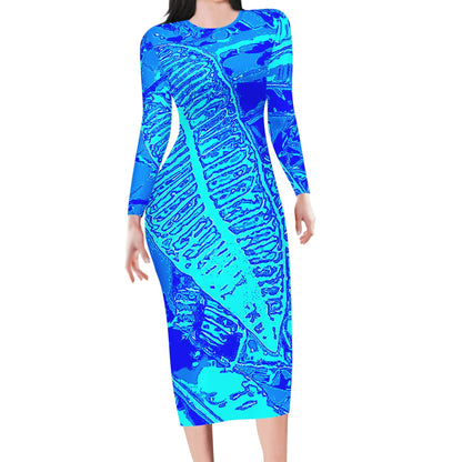 Vibrant Blue Croton Women Bodycon Midi Sheath Dress - up to 4XL