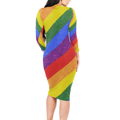 LGBTQ Pride Women Bodycon Midi Sheath Dress - up to 4XL