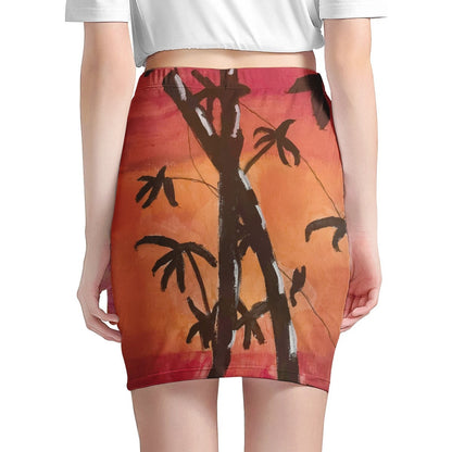 Bamboo at Sunset Womens Mini Skirt - Luxtrini, LLC