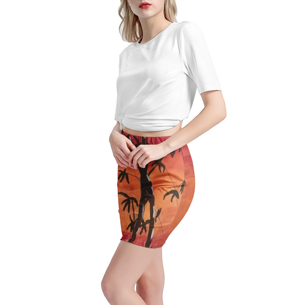 Bamboo at Sunset Womens Mini Skirt - Luxtrini, LLC