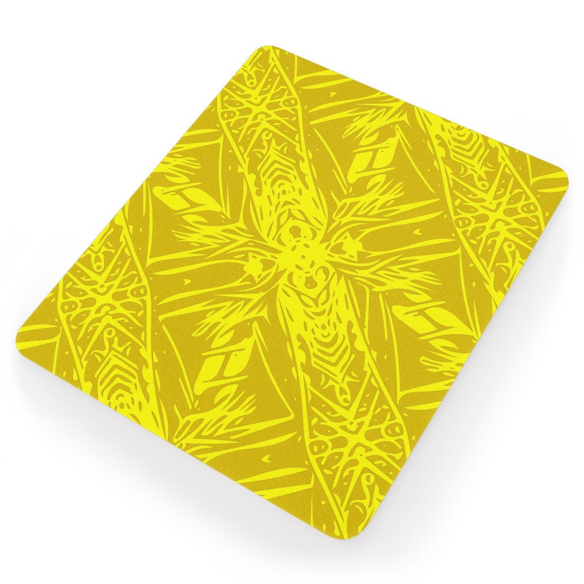 Yellow Fern Vector Abstract Mouse Pad - Luxtrini, LLC