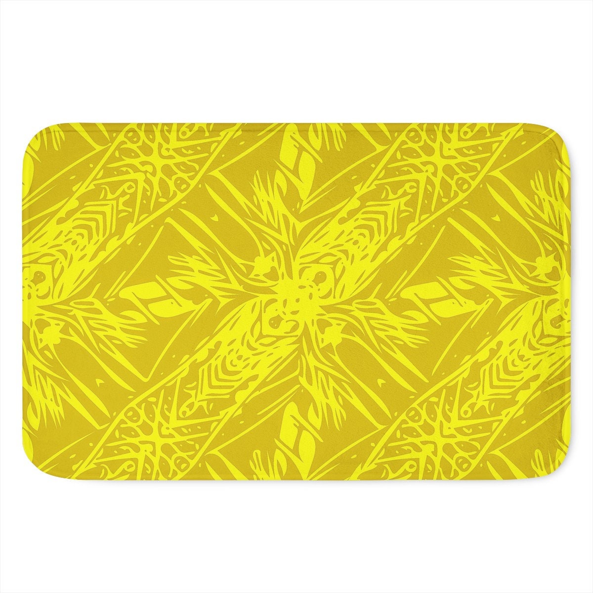 Plush Doormat - Yellow Fern Vector Abstract - Luxtrini, LLC