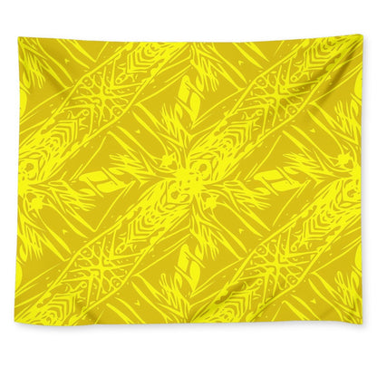 Yellow Fern Vector Abstract Wall Tapestry - Luxtrini, LLC