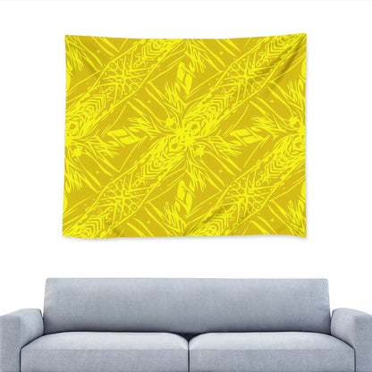 Yellow Fern Vector Abstract Wall Tapestry - Luxtrini, LLC