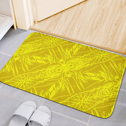 Plush Doormat - Yellow Fern Vector Abstract - Luxtrini, LLC