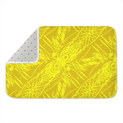 Plush Doormat - Yellow Fern Vector Abstract - Luxtrini, LLC