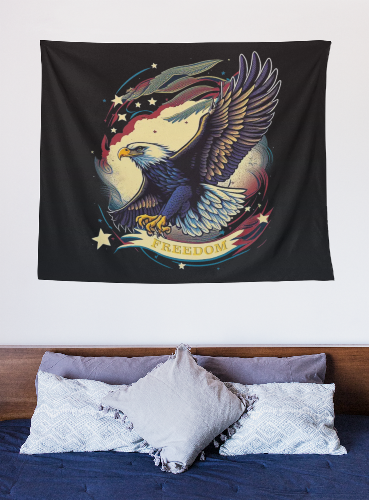 Freedom Flyer: Celebrating the Bald Eagle as a Symbol of Freedom and Strength in the USA Wall Tapestry