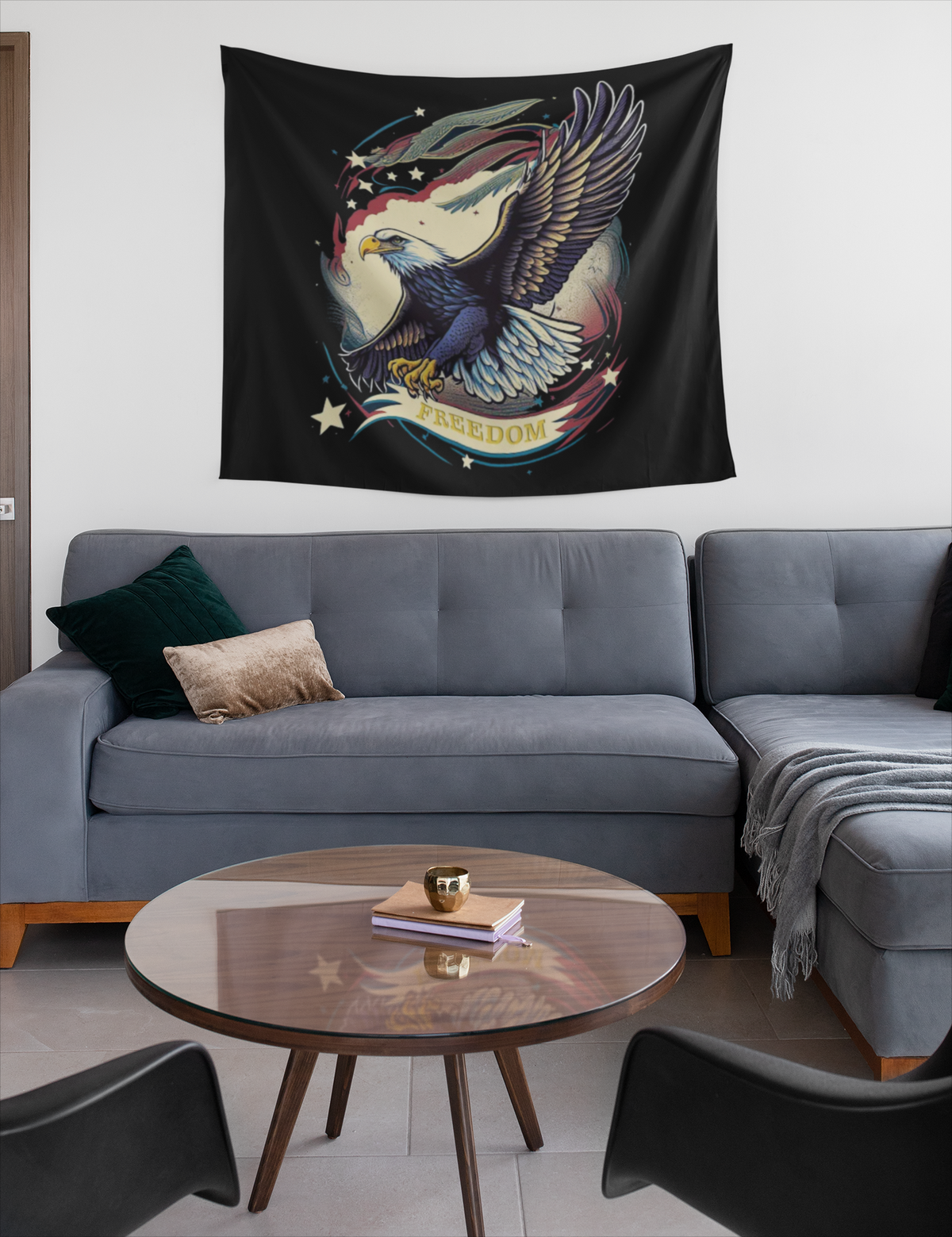 Freedom Flyer: Celebrating the Bald Eagle as a Symbol of Freedom and Strength in the USA Wall Tapestry